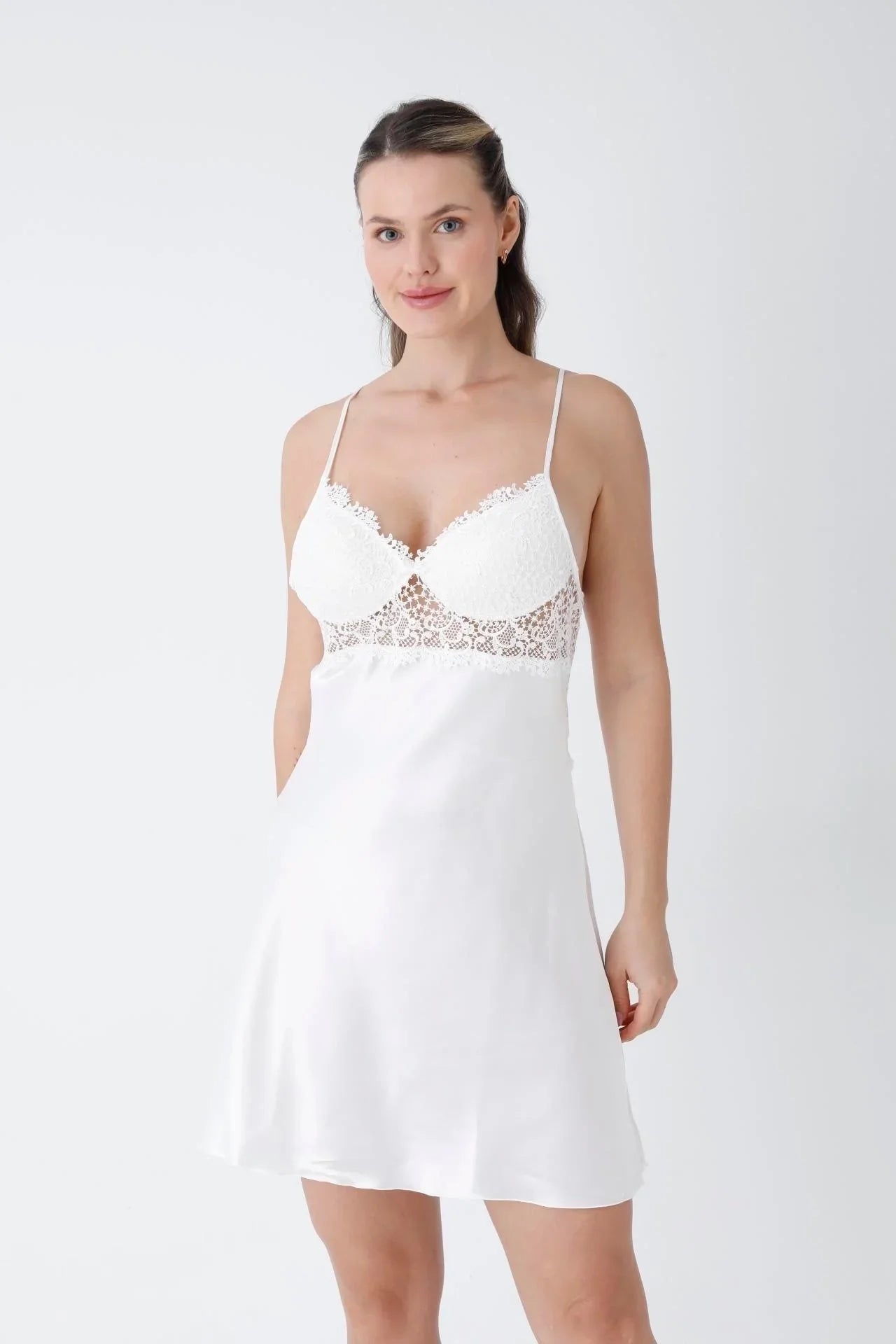 Ecru Short Nightgown Dressing Gown Set