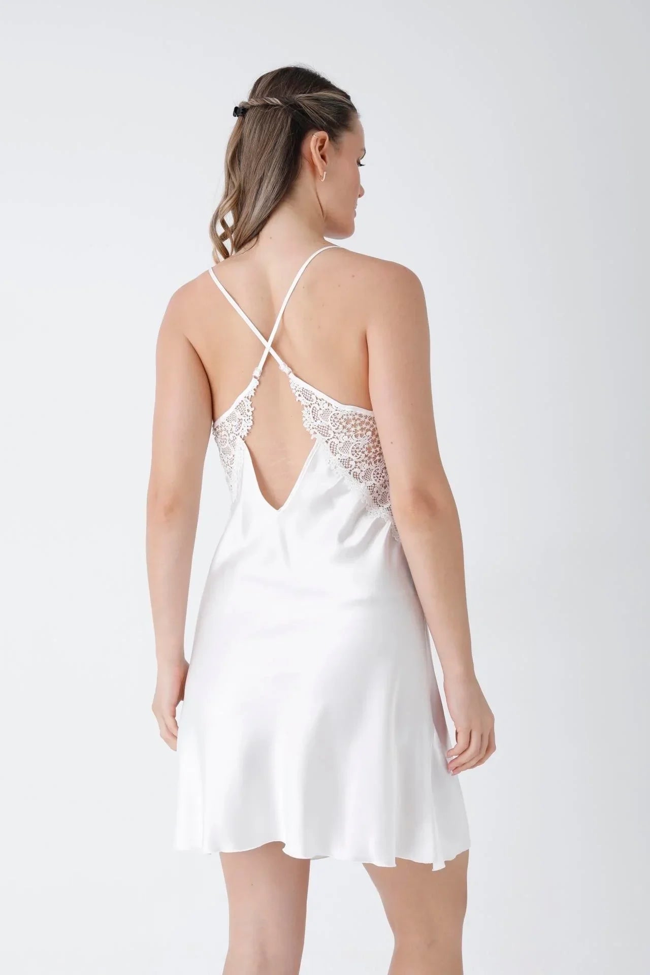Ecru Short Nightgown Dressing Gown Set