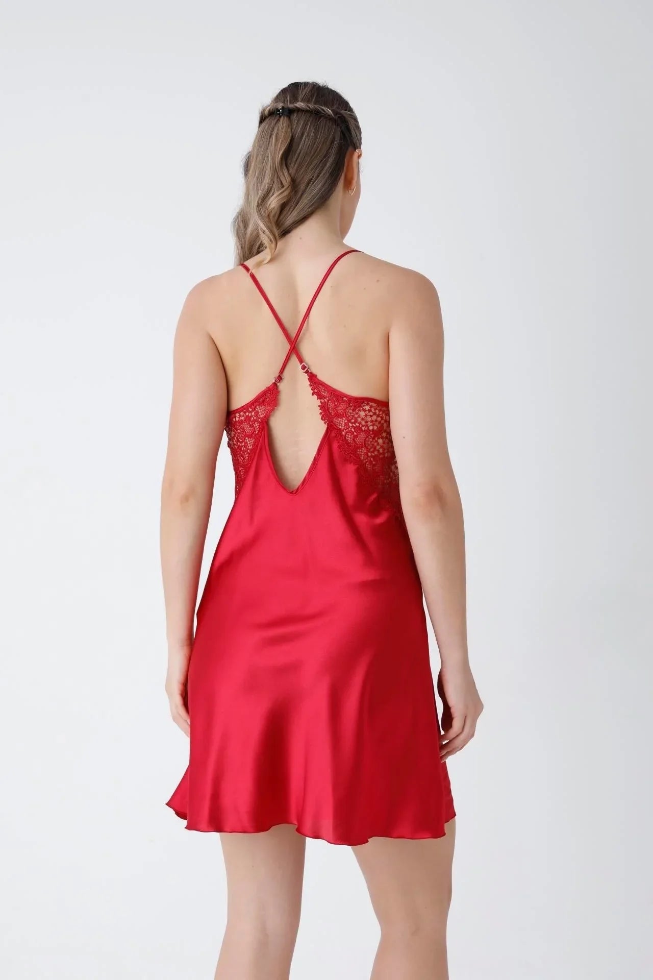 Red Short Nightgown Dressing Gown Set
